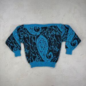 Vintage 1980s Sync Acrylic and Wool Blend Knit Sweater Women's Small